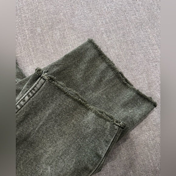 Cleo + Wolf High Rise Ankle Straight Jeans Green Distressed Sz 27 - Picture 6 of 9